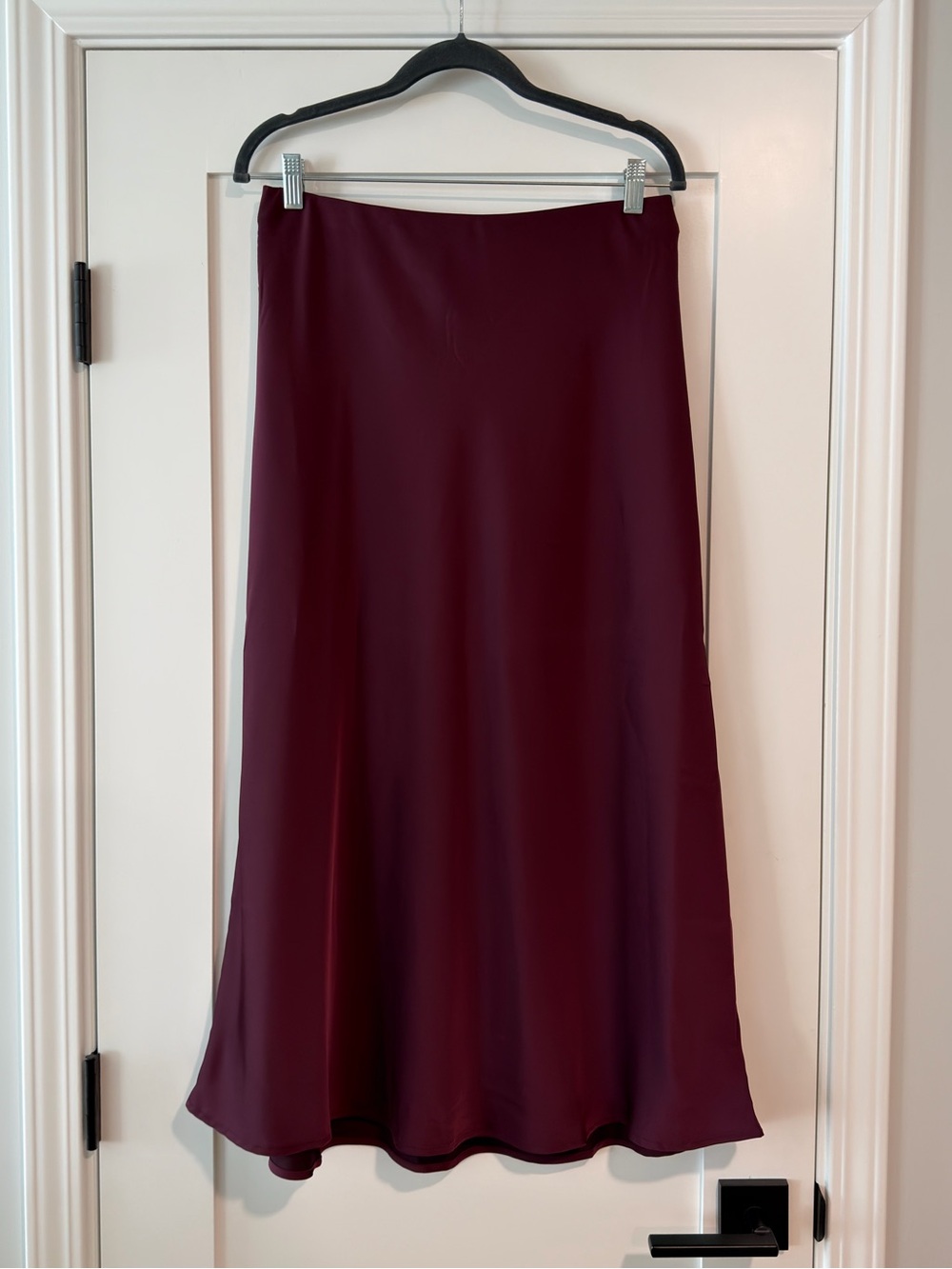 Women's Burgundy Satin A-Line Slip Skirt